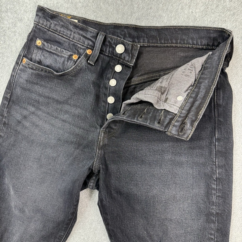 Levi's 501 S Skinny Jeans Women's W26 L28 Black Distressed Ripped Button Fly